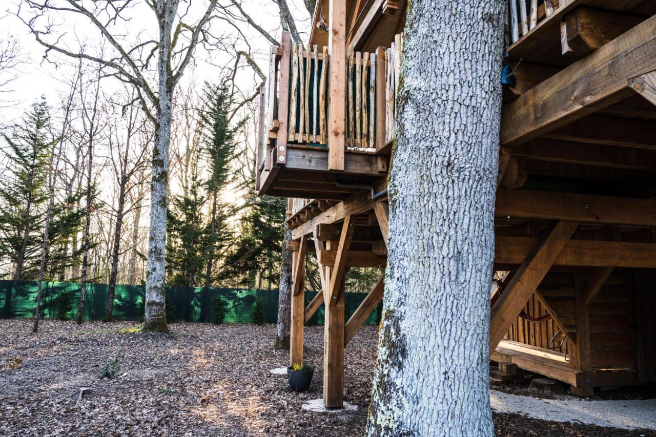 Charmante Cabane Dans Les Arbres Avec Jacuzzi Et Sauna Boismorand Exterior photo